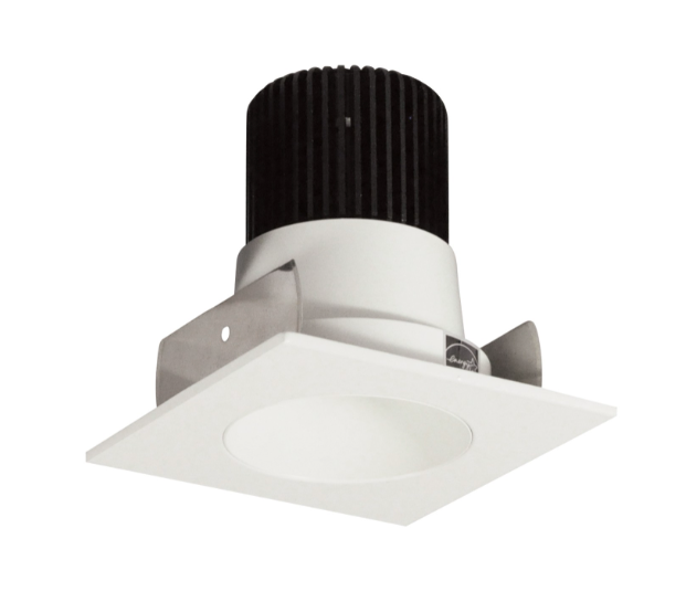 Nora Lighting NIOB-2SNDC30QWW 2" Iolite LED Square Reflector with Round Aperture, 10-Degree Optic, 850lm / 12W, 3000K, White Reflector / White Flange