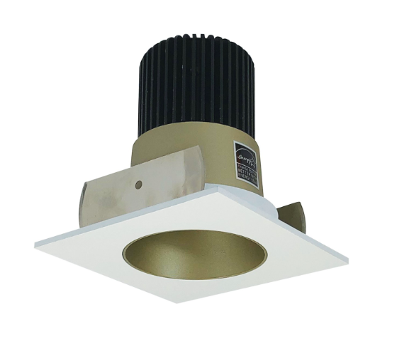 Nora Lighting NIOB-2SNDC35QCHMPW 2" Iolite LED Square Reflector with Round Aperture, 10-Degree Optic, 850lm / 12W, 3500K, Champagne Haze Reflector / Matte Powder White Flange