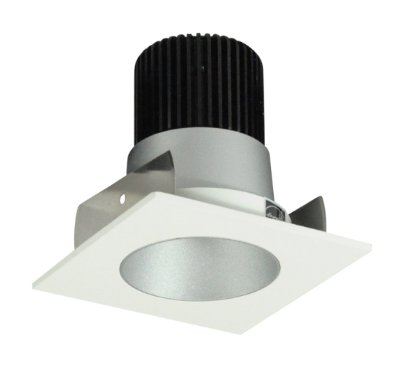 Nora Lighting NIOB-2SNDC35QHW 2" Iolite LED Square Reflector with Round Aperture, 10-Degree Optic, 850lm / 12W, 3500K, Haze Reflector / White Flange