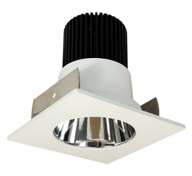 Nora Lighting NIOB-2SNDC35XCMPW/10 2" Iolite LED Square Reflector with Round Aperture, 1000lm / 14W, 3500K Color Temperature, Specular Clear Reflector / Matte Powder White Flange Finish
