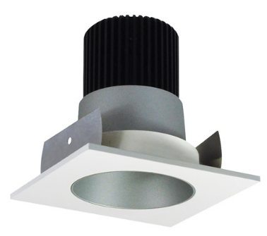 Nora Lighting NIOB-2SNDC35XCMPW/HL 2" Iolite LED Square Reflector with Round Aperture, 1500lm/2000lm/2500lm, 3500K Color Temperature, Specular Clear Reflector / Matte Powder White Flange Finish