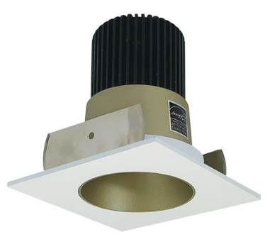 Nora Lighting NIOB-2SNDC40QCHMPW 2" Iolite LED Square Reflector with Round Aperture, 10-Degree Optic, 850lm, 4000K Color Temperature, Champagne Haze Reflector / Matte Powder White Flange Finish