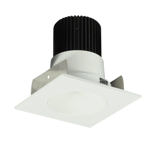 Nora Lighting NIOB-2SNDC40QMPW 2" Iolite LED Square Reflector with Round Aperture, 10-Degree Optic, 850lm / 12W, 4000K, Matte Powder White Reflector / Matte Powder White Flange