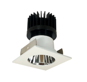 Nora Lighting NIOB-2SNDC40XCMPW/HL 2" Iolite LED Square Reflector with Round Aperture, 1500lm/2000lm/2500lm (varies by housing), 4000K, Specular Clear Reflector / Matte Powder White Flange