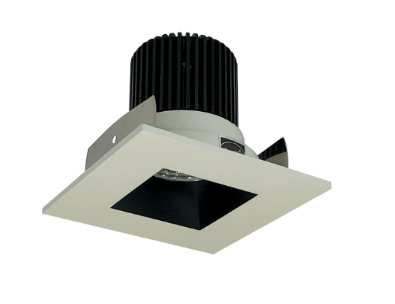 Nora Lighting NIOB-2SNDSQ27QBW 2" Iolite LED Square Reflector with Square Aperture, 10-Degree Optic, 850lm / 12W, 2700K, Black Reflector / White Flange