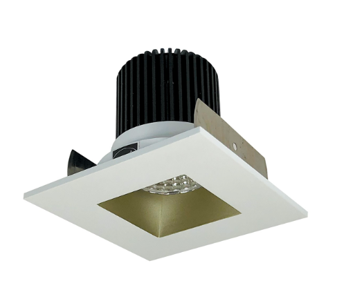 Nora Lighting NIOB-2SNDSQ27QCHMPW 2" Iolite LED Square Reflector with Square Aperture, 10-Degree Optic, 850lm / 12W, 2700K, Champagne Haze Reflector / Matte Powder White Flange