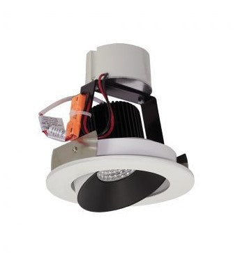 Nora Lighting NIR-4RC27XBW/10 4 Inch Iolite LED Round Adjustable Cone Retrofit, 1000lm / 12W, 2700K, Black Reflector / White Flange