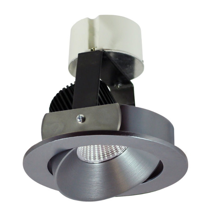 Nora Lighting NIR-4RC30XNN/10 4" Iolite LED Round Adjustable Cone Retrofit, 1000lm / 12W, 3000K, Natural Metal Reflector / Natural Metal Flange