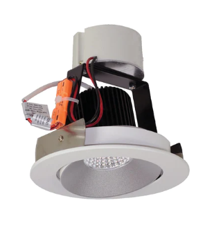 Nora Lighting NIR-4RC35XHW/10 4" Iolite LED Round Adjustable Cone Retrofit, 1000lm / 12W, 3500K, Haze Reflector / White Flange