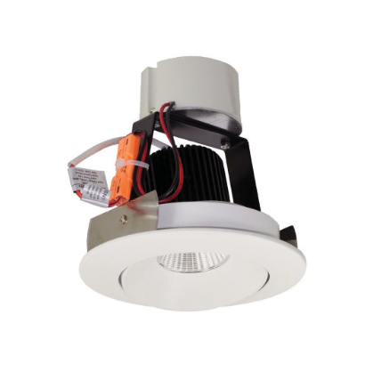 Nora Lighting NIR-4RC35XMPW/10 4" Iolite LED Round Adjustable Cone Retrofit, 1000lm / 12W, 3500K, Matte Powder White Reflector / Matte Powder White Flange