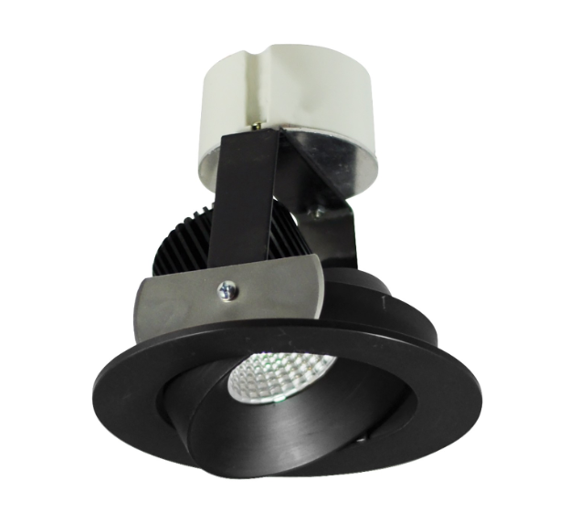 Nora Lighting NIR-4RC40XBB/10 4" Iolite LED Round Adjustable Cone Retrofit, 1000lm / 12W, 4000K, Black Reflector / Black Flange