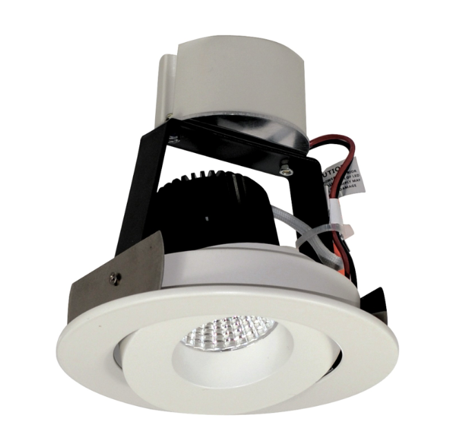 Nora Lighting NIR-4RG27XWW/10 4" Iolite LED Round Adjustable Gimbal Retrofit, 1000lm / 12W, 2700K, White Finish