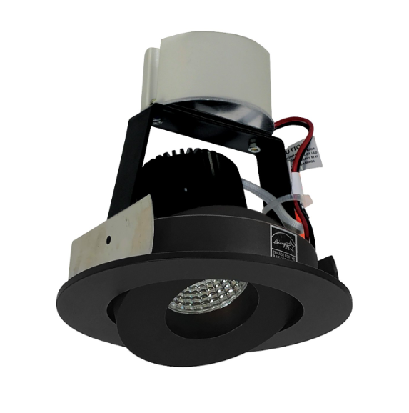 Nora Lighting NIR-4RG30XBB/10 4" Iolite LED Round Adjustable Gimbal Retrofit, 1000lm / 12W, 3000K, Black Finish