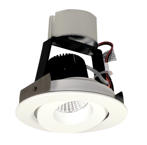 Nora Lighting NIR-4RG30XMPW/10 4" Iolite LED Round Adjustable Gimbal Retrofit, 1000lm / 12W, 3000K, Matte Powder White Finish