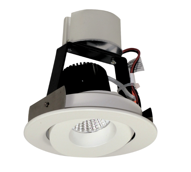 Nora Lighting NIR-4RG35XWW/10 4" Iolite LED Round Adjustable Gimbal Retrofit, 1000lm / 12W, 3500K, White Finish