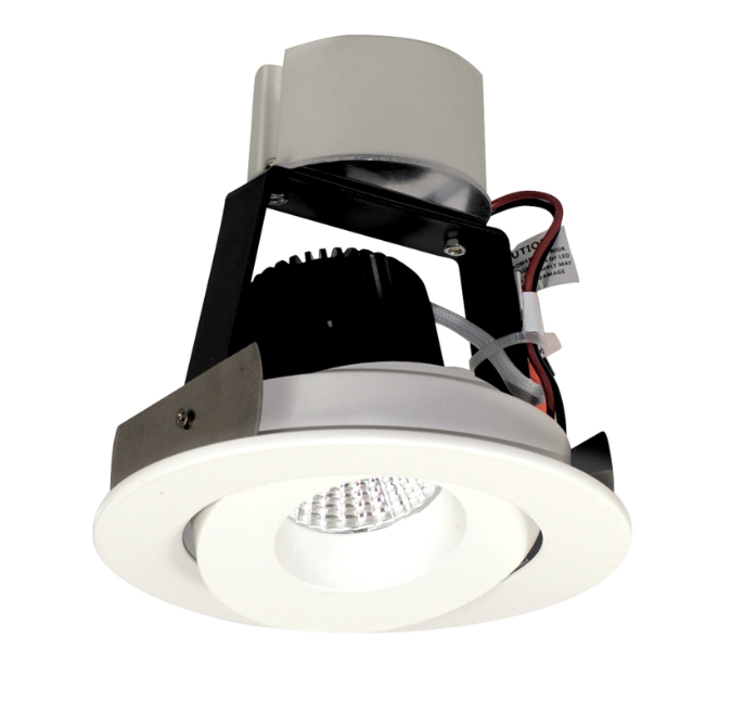 Nora Lighting NIR-4RG40XMPW/10 4" Iolite LED Round Adjustable Gimbal Retrofit, 1000lm / 12W, 4000K, Matte Powder White Finish