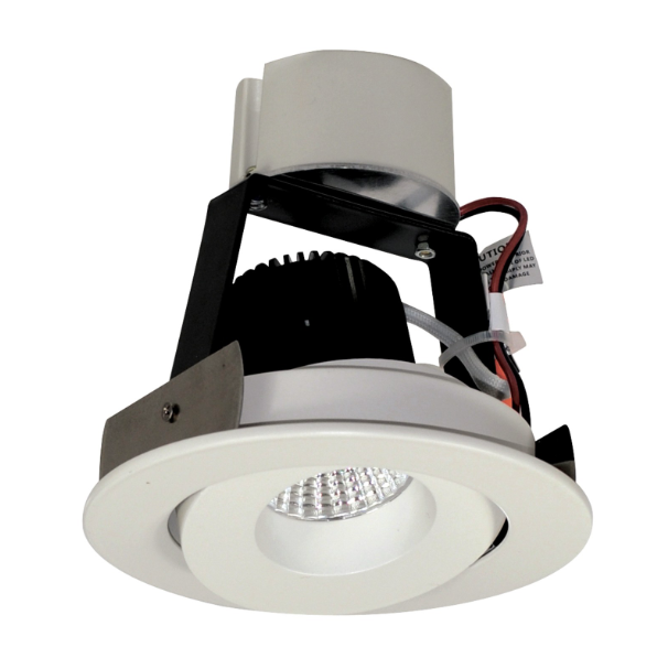 Nora Lighting NIR-4RG40XWW/10 4" Iolite LED Round Adjustable Gimbal Retrofit, 1000lm / 12W, 4000K, White Finish