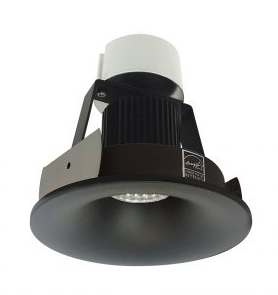Nora Lighting NIR-4RNB30XBB/10 4" Iolite LED Retrofit Round Non-Adjustable Bullnose, 1000lm, 3000K Color Temperature, Black Finish