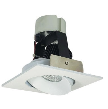 Nora Lighting NIR-4SC27XMPW/10 4 Inch Iolite LED Square Adjustable Cone Retrofit, 1000lm / 12W, 2700K, Matte Powder White Reflector / Matte Powder White Flange