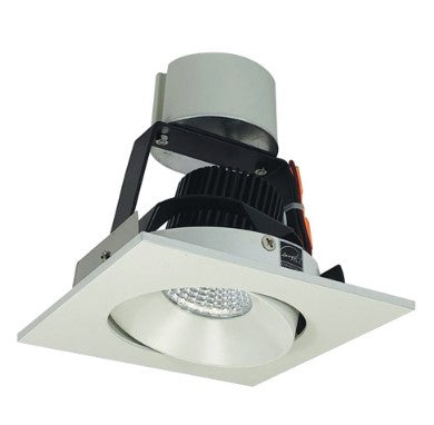 Nora Lighting NIR-4SC27XWW/10 4 Inch Iolite LED Square Adjustable Cone Retrofit, 1000lm / 12W, 2700K, White Reflector / White Flange