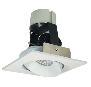 Nora Lighting NIR-4SC30XMPW/10 4 Inch Iolite LED Square Adjustable Cone Retrofit, 1000lm / 12W, 3000K, Matte Powder White Reflector / Matte Powder White Flange
