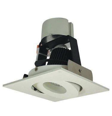 Nora Lighting NIR-4SG30XWW/10 4 Inch Iolite LED Square Adjustable Gimbal Retrofit, 1000lm / 12W, 3000K, White Finish