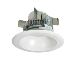 Nora Lighting NLCBC2-45127WW/10LE4EM 4" Cobalt Click LED Retrofit, Round Reflector, 750lm / 10W, 2700K, 120V-277V input; Triac / ELV / 0-10V dimming, Pre-Wired for Emergency, White Reflector / White Flange