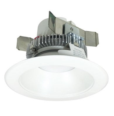 Nora Lighting NLCBC2-45130MPW/ALE4EM 4 Inch Cobalt Click LED Retrofit, Round Reflector, 750lm / 10W, 3000K, Matte Powder White Reflector / Matte Powder White Flange, 120V-277V input; Triac / ELV / 0-10V dimming, Pre-Wired for Emergency