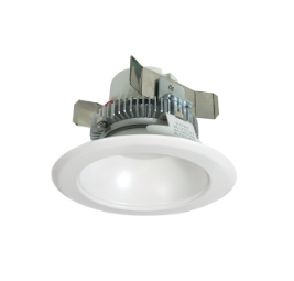 Nora Lighting NLCBC2-45130WW/ALE4EM 4" Cobalt Click LED Retrofit, Round Reflector, 750lm / 10W, 3000K, 120V-277V input; Triac / ELV / 0-10V dimming, Pre-Wired for Emergency, White Reflector / White Flange