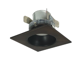 Nora Lighting NLCBC2-45327BZBZ/10 4" Cobalt Click LED Retrofit, Square Reflector with Round Aperture, 1000lm / 12W, 2700K, Bronze Reflector / Bronze Flange
