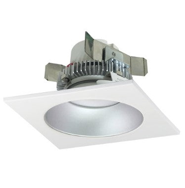 Nora Lighting NLCBC2-45327HZW/10LE4 4 Inch Cobalt Click LED Retrofit, Square Reflector with Round Aperture, 1000lm / 12W, 2700K, Haze Reflector / White Flange, 120V-277V input; Triac / ELV / 0-10V dimming
