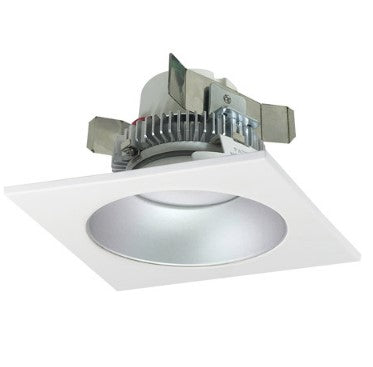 Nora Lighting NLCBC2-45330HZW/ALE4 4 Inch Cobalt Click LED Retrofit, Square Reflector with Round Aperture, 750lm / 10W, 3000K, Haze Reflector / White Flange, 120V-277V input; Triac / ELV / 0-10V dimming