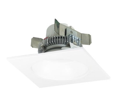 Nora Lighting NLCBC2-45330MPW/10LE4 4 Inch Cobalt Click LED Retrofit, Square Reflector with Round Aperture, 1000lm / 12W, 3000K, Matte Powder White Reflector / Matte Powder White Flange, 120V-277V input; Triac / ELV / 0-10V dimming