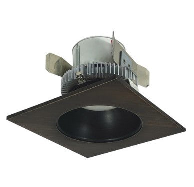 Nora Lighting NLCBC2-45335BZBZ/ALE4 4 Inch Cobalt Click LED Retrofit, Square Reflector with Round Aperture, 750lm / 10W, 3500K, Bronze Reflector / Bronze Flange, 120V-277V input; Triac / ELV / 0-10V dimming