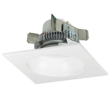 Nora Lighting NLCBC2-45335WW/10LE4 4 Inch Cobalt Click LED Retrofit, Square Reflector with Round Aperture, 1000lm / 12W, 3500K, White Reflector / White Flange, 120V-277V input; Triac / ELV / 0-10V dimming