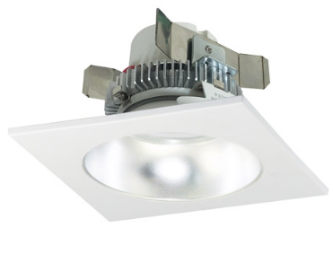 Nora Lighting NLCBC2-45340DW/10LE4 4" Cobalt Click LED Retrofit, Square Reflector with Round Aperture, 1000lm / 12W, 4000K Color Temperature, Diffused Clear Reflector / White Flange Finish, 120V-277V input Triac / ELV / 0-10V dimming