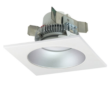Nora Lighting NLCBC2-45340HZW/10LE4 4" Cobalt Click LED Retrofit, Square Reflector with Round Aperture, 1000lm / 12W, 4000K Color Temperature, Haze Reflector / White Flange Finish, 120V-277V input Triac / ELV / 0-10V dimming