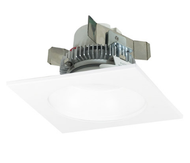 Nora Lighting NLCBC2-45340MPW/10 4" Cobalt Click LED Retrofit, Square Reflector with Round Aperture, 1000lm / 12W, 4000K Color Temperature, Matte Powder White Reflector / Flange Finish