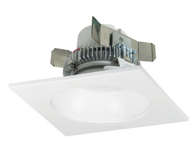 Nora Lighting NLCBC2-45340WW/ALE4 4" Cobalt Click LED Retrofit, Square Reflector with Round Aperture, 750lm / 10W, 4000K Color Temperature, White Reflector / White Flange Finish, 120V-277V input Triac / ELV / 0-10V dimming