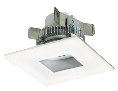 Nora Lighting NLCBC2-45527MPW/A 4" Cobalt Click LED Retrofit, Square Pinhole, 750lm / 10W, 2700K Color Temperature, Matte Powder White Flange Finish, 120V Triac / ELV dimming