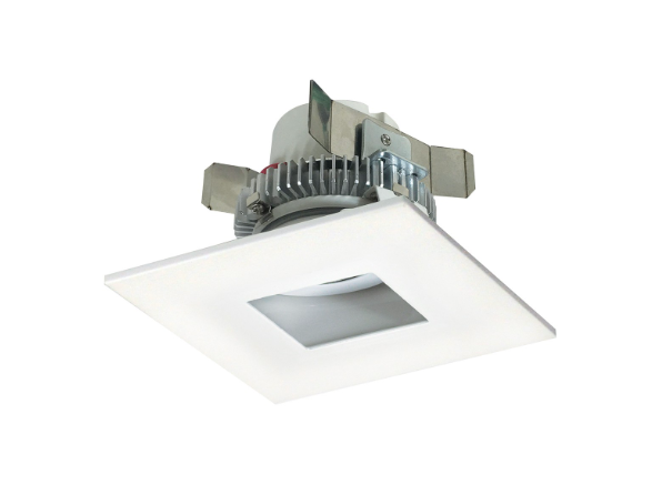 Nora Lighting NLCBC2-45540MPW/ALE4 4" Cobalt Click LED Retrofit, Square Pinhole, 750lm / 10W, 4000K, 120V-277V input; Triac / ELV / 0-10V dimming, Matte Powder White Flange