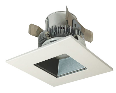 Nora Lighting NLCBC2-45627PW/ALE4 4" Cobalt Click LED Retrofit, Square Reflector, 750lm / 10W, 2700K Color Temperature, Pewter Reflector / White Flange Finish, 120V-277V input Triac / ELV / 0-10V dimming