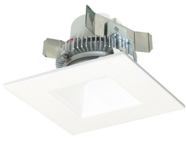 Nora Lighting NLCBC2-45630MPW/10LE4 4" Cobalt Click LED Retrofit, Square Reflector, 1000lm / 12W, 3000K Color Temperature, Matte Powder White Reflector / Flange Finish, 120V-277V input Triac / ELV / 0-10V dimming