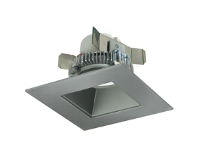 Nora Lighting NLCBC2-45630NN/10LE4 4" Cobalt Click LED Retrofit, Square Reflector, 1000lm / 12W, 3000K, 120V-277V input; Triac / ELV / 0-10V dimming, Natural Metal Reflector / Natural Metal Flange