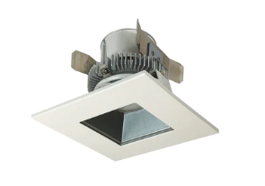 Nora Lighting NLCBC2-45630PW/10LE4 4" Cobalt Click LED Retrofit, Square Reflector, 1000lm / 12W, 3000K, 120V-277V input; Triac / ELV / 0-10V dimming, Pewter Reflector / White Flange