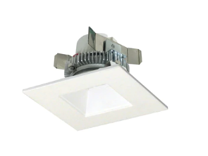 Nora Lighting NLCBC2-45630WW/10EM 4" Cobalt Click LED Retrofit, Square Reflector, 1000lm / 12W, 3000K, White Reflector / White Flange, Pre-Wired for Emergency