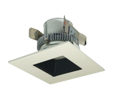 Nora Lighting NLCBC2-45635BW/ALE4 4" Cobalt Click LED Retrofit, Square Reflector, 750lm / 10W, 3500K, 120V-277V input; Triac / ELV / 0-10V dimming, Black Reflector / White Flange