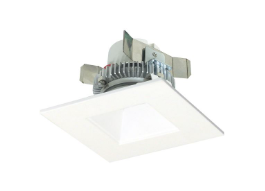 Nora Lighting NLCBC2-45635MPW/ALE4 4" Cobalt Click LED Retrofit, Square Reflector, 750lm / 10W, 3500K, 120V-277V input; Triac / ELV / 0-10V dimming, Matte Powder White Reflector / Matte Powder White Flange