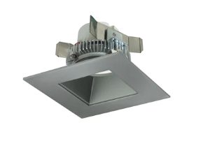 Nora Lighting NLCBC2-45635NN/10LE4 4" Cobalt Click LED Retrofit, Square Reflector, 1000lm / 12W, 3500K, 120V-277V input; Triac / ELV / 0-10V dimming, Natural Metal Reflector / Natural Metal Flange