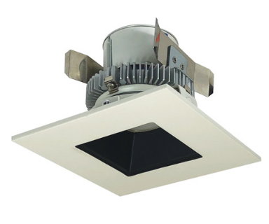 Nora Lighting NLCBC2-45640BW/10LE4 4" Cobalt Click LED Retrofit, Square Reflector, 1000lm / 12W, 4000K Color Temperature, Black Reflector / White Flange Finish, 120V-277V input Triac / ELV / 0-10V dimming
